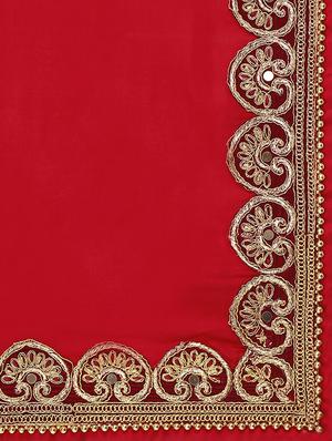 mirror work lehenga saree with blouse - 16383811 - Standard Image - 3