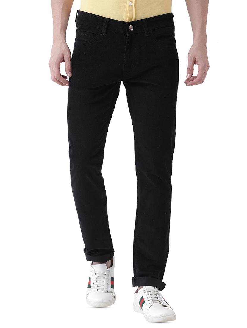 black solid corduroy casual trouser - 16383866 - Zoom Image - 1