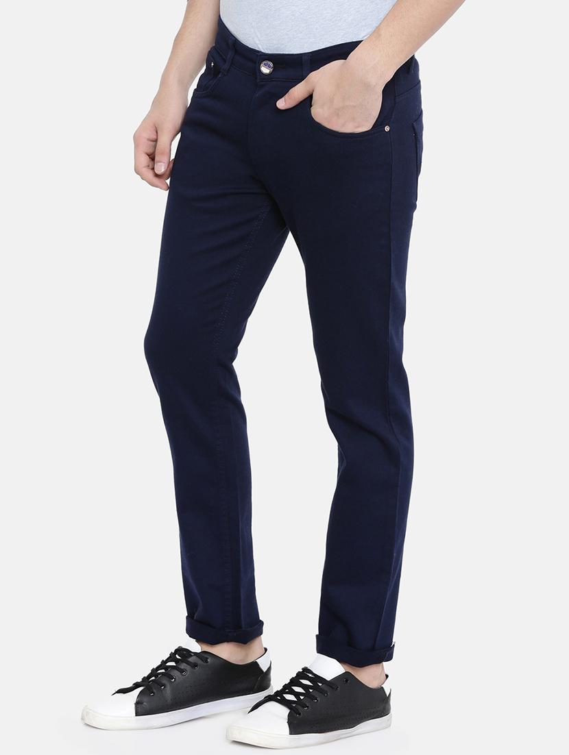 navy blue cotton solid denim jeans - 16383884 - Zoom Image - 2