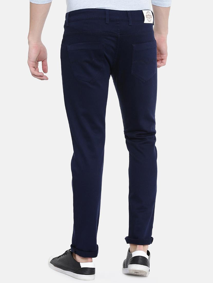 navy blue cotton solid denim jeans - 16383884 - Zoom Image - 3