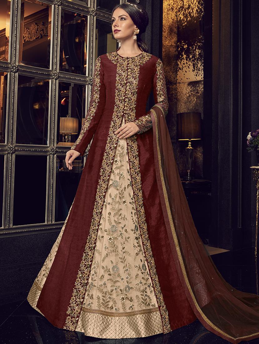 embroidered anarkali suit semi-stitched suit - 16384930 - Zoom Image - 1