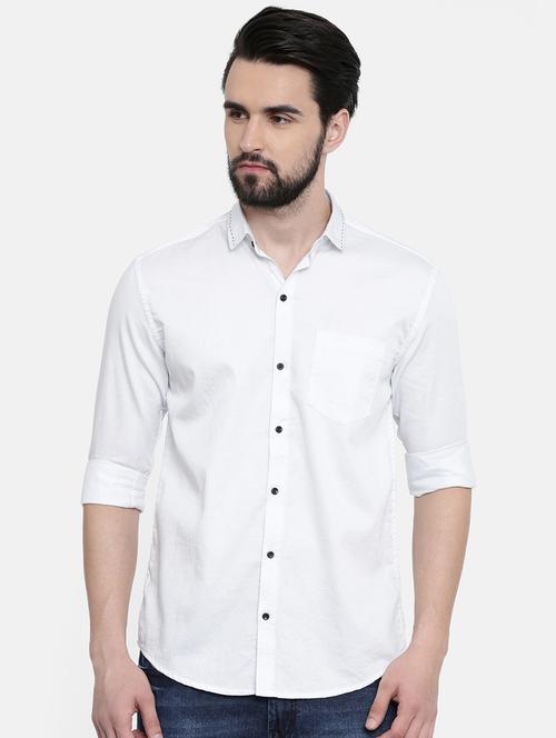 white solid casual shirt - 16385038 - Standard Image - 1