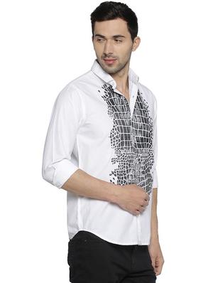 white printed casual shirt - 16385257 - Standard Image - 2