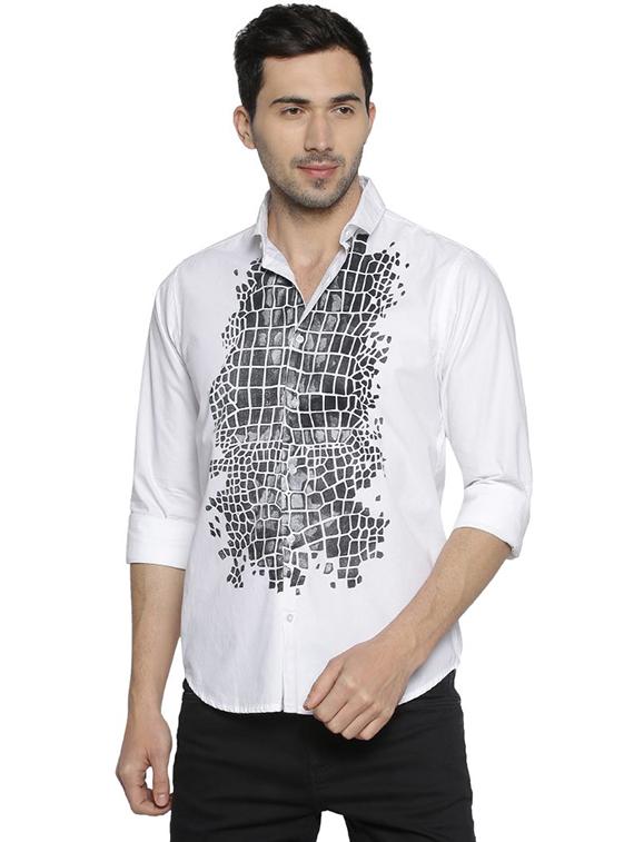 white printed casual shirt - 16385257 - Zoom Image - 1