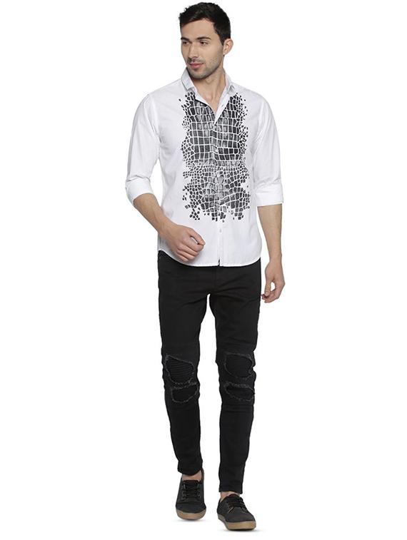 white printed casual shirt - 16385257 - Zoom Image - 4