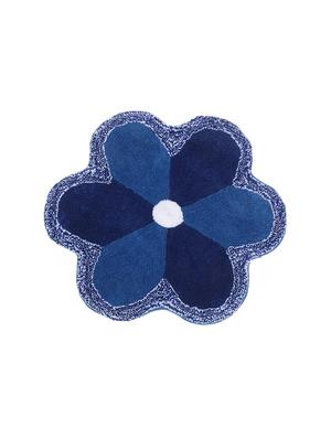 saral home blue flower shape soft microfiber kids mat 60x60 cm - 16386383 - Standard Image - 2