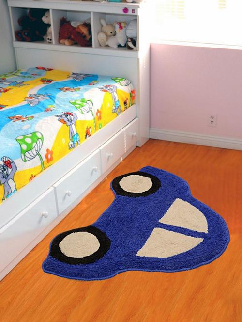 saral home blue car shape soft microfiber kids mat - 45x70 cm - 16386387 - Standard Image - 1