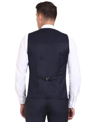 navy blue solid classic waist coat - 16386400 - Standard Image - 3