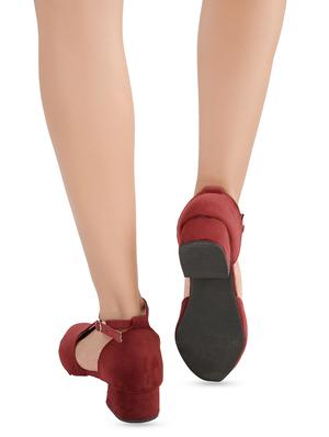 maroon ankle strap sandals - 16386842 - Standard Image - 4