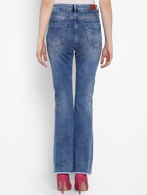 high rise frayed hem boot cut jeans - 16387344 - Standard Image - 3