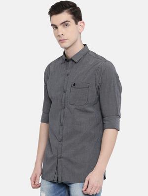 grey self design casual shirt - 16387641 - Standard Image - 2