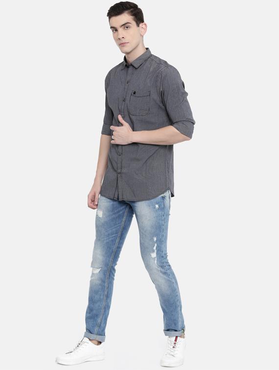 grey self design casual shirt - 16387641 - Zoom Image - 4