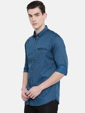 blue self design casual shirt - 16387661 - Standard Image - 2