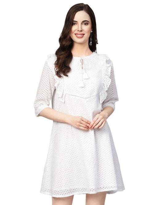 tie knot schiffli a-line dress - 16389667 - Very Small Image - 1