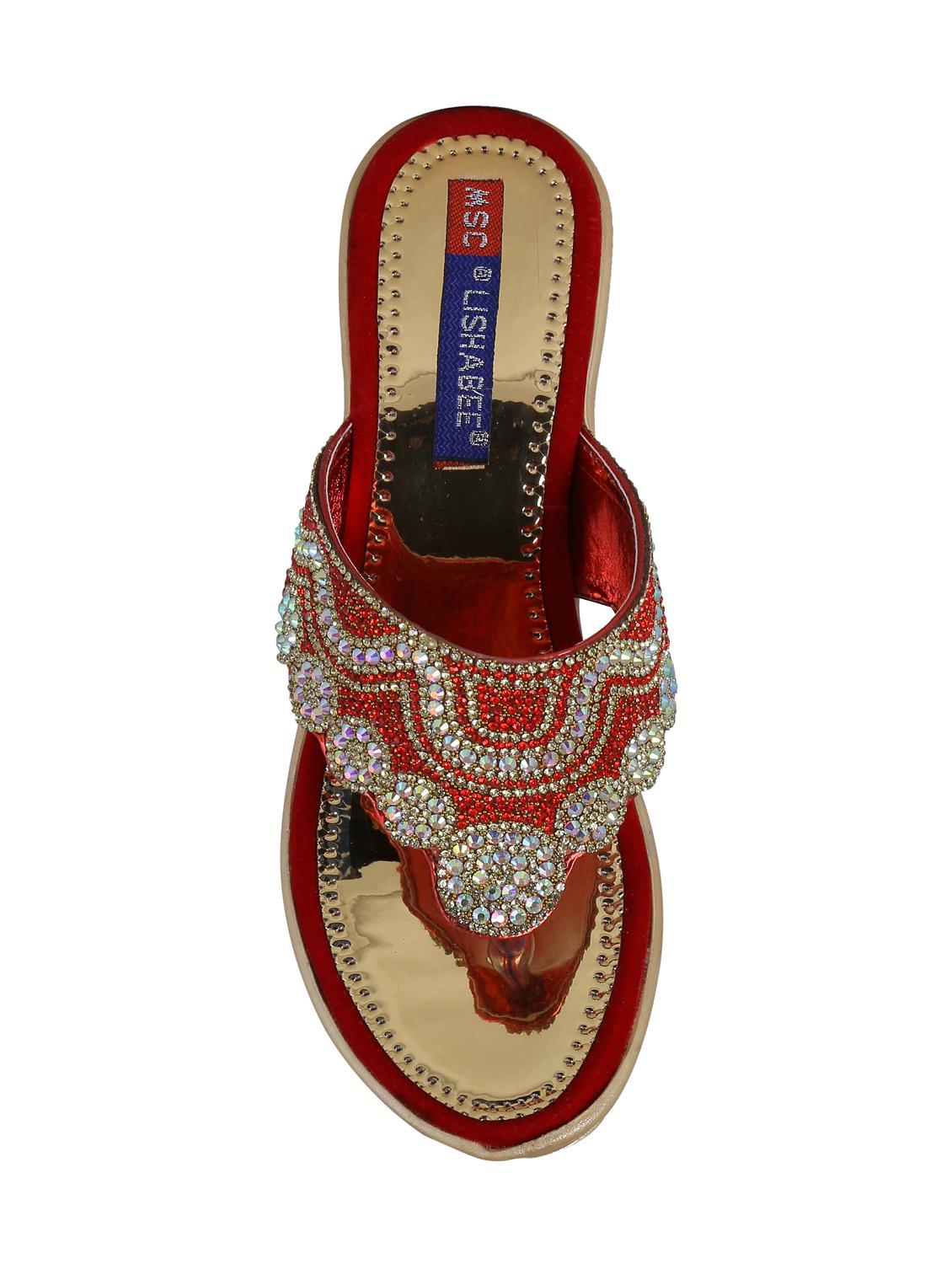 msc red stylish fancy wedges for women - 16390793 - Zoom Image - 4