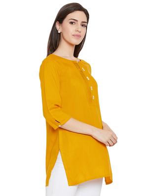 solid pintucks straight kurti - 16391872 - Standard Image - 2