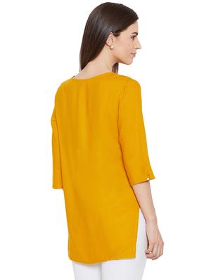 solid pintucks straight kurti - 16391872 - Standard Image - 3