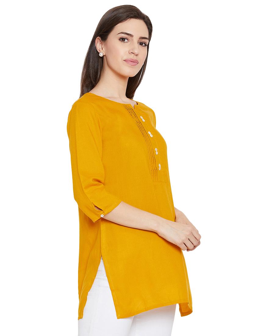 solid pintucks straight kurti - 16391872 - Zoom Image - 2