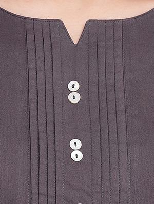 solid pintucks straight kurti - 16391880 - Standard Image - 5