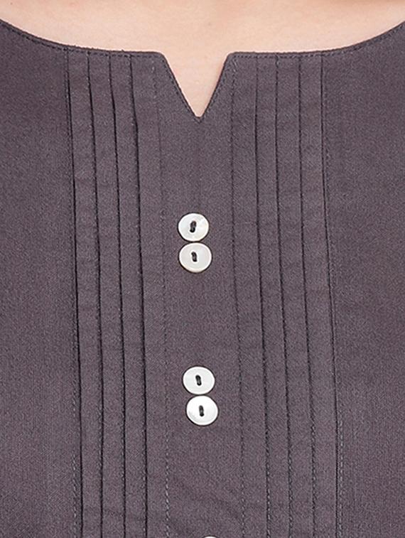 solid pintucks straight kurti - 16391880 - Zoom Image - 5