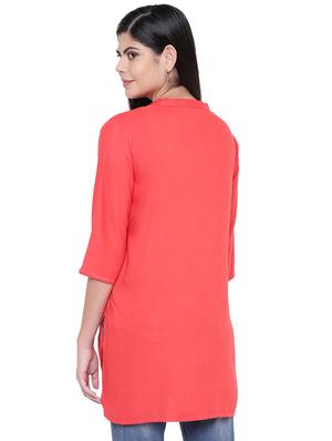 solid pintucks straight kurti - 16391881 - Standard Image - 3