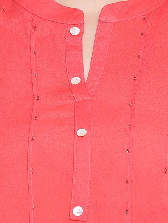 solid pintucks straight kurti - 16391881 - Zoom Image - 5