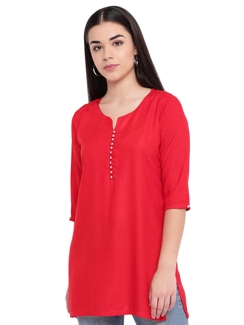 solid straight kurti - 16391882 - Zoom Image - 1