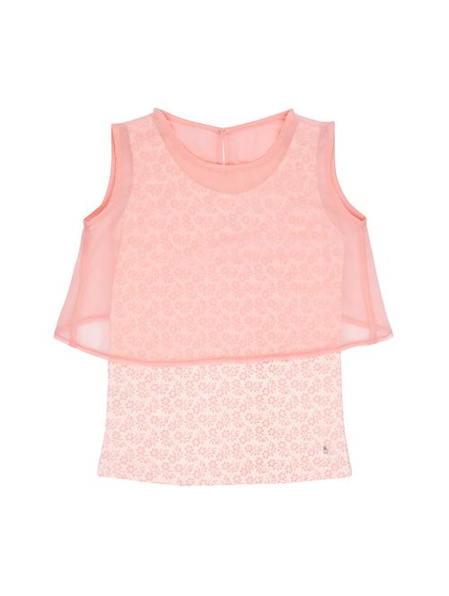 crop top with floral printed knit inner - 16391949 - Standard Image - 1