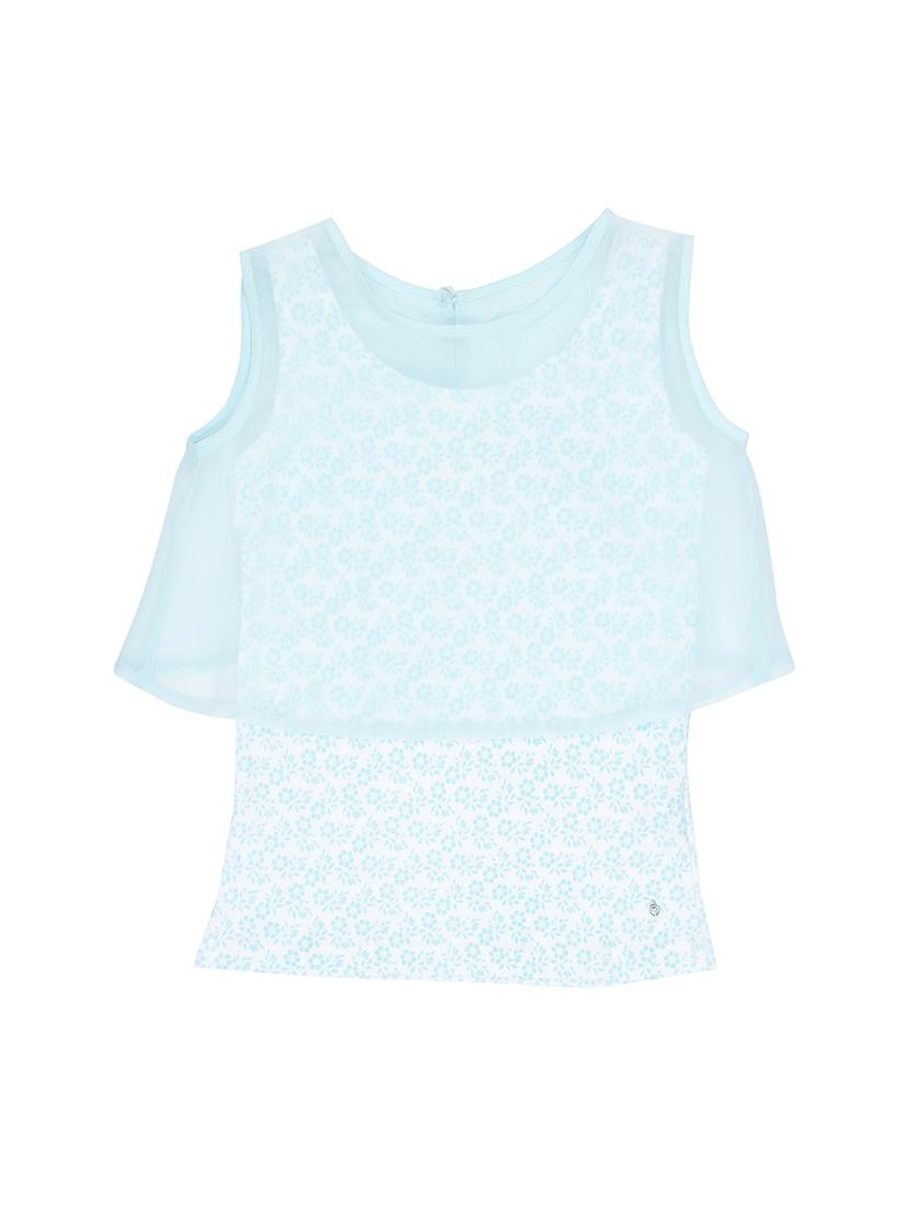 crop top with floral printed knit inner - 16391950 - Zoom Image - 1