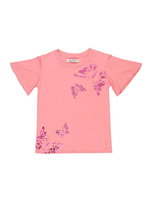 round neck butterfly print top - 16391961 - Standard Image - 1