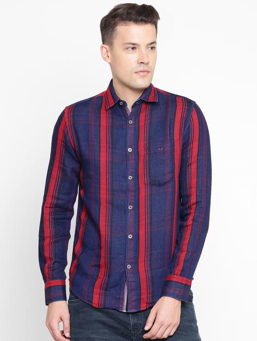 navy blue checkered casual shirt - 16394973 - Standard Image - 1