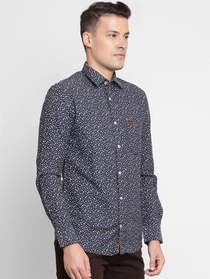 navy blue printed casual shirt - 16394992 - Standard Image - 2
