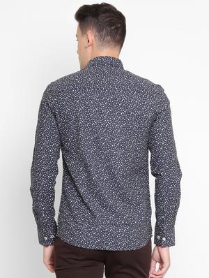 navy blue printed casual shirt - 16394992 - Standard Image - 3