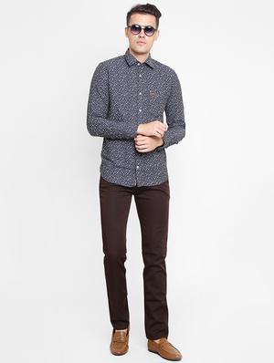 navy blue printed casual shirt - 16394992 - Standard Image - 4