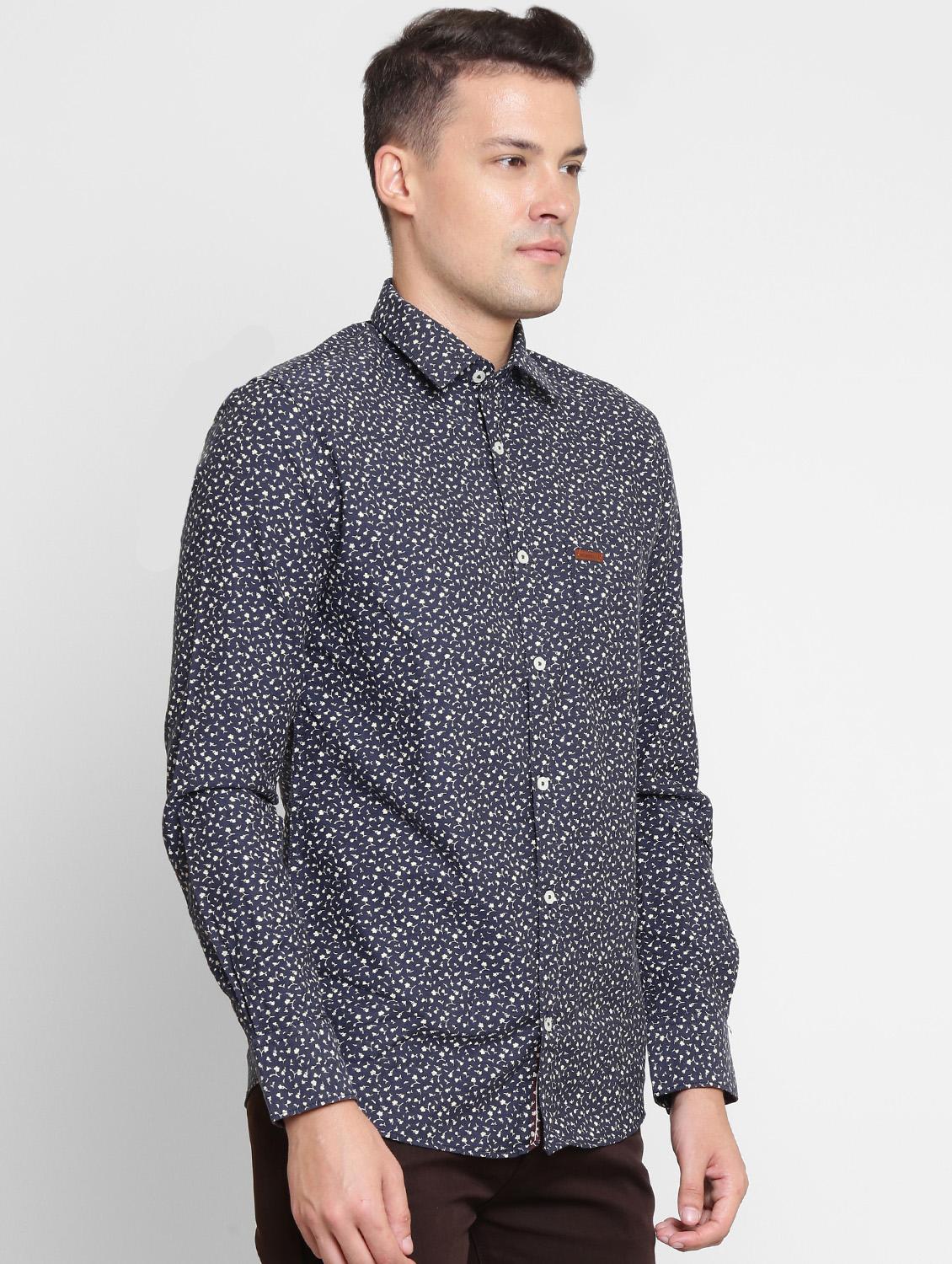 navy blue printed casual shirt - 16394992 - Zoom Image - 2