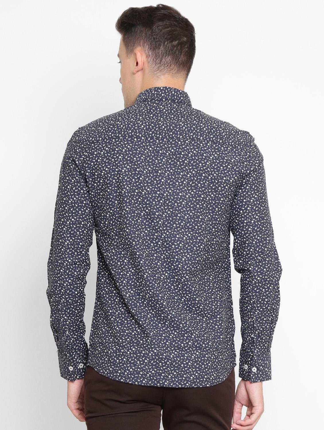 navy blue printed casual shirt - 16394992 - Zoom Image - 3
