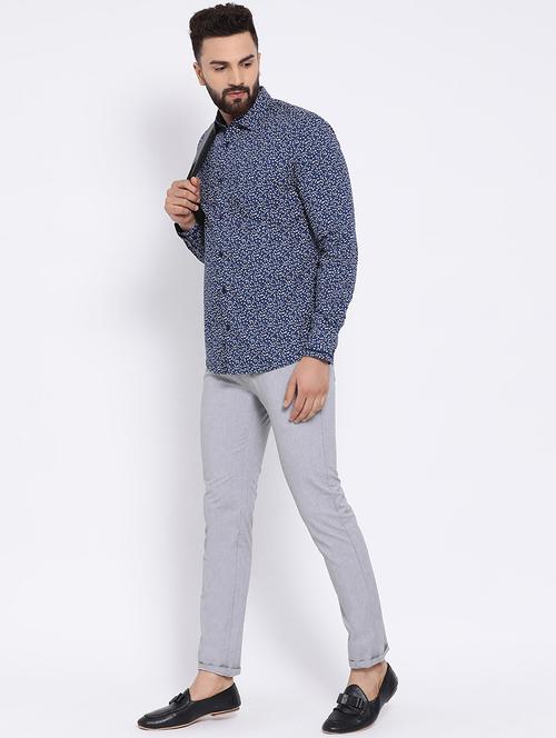 navy blue printed casual shirt - 16395007 - Very Small Image - 1