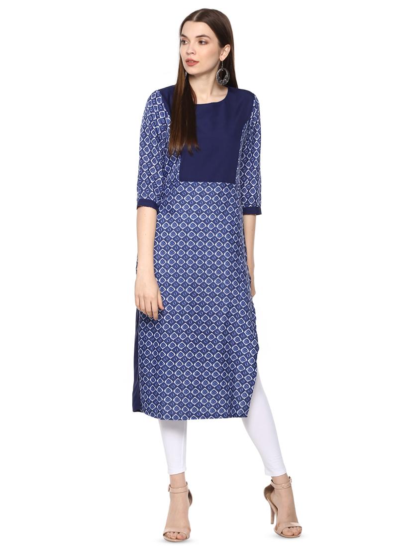 geometrical printed straight kurta - 16396598 - Zoom Image - 1
