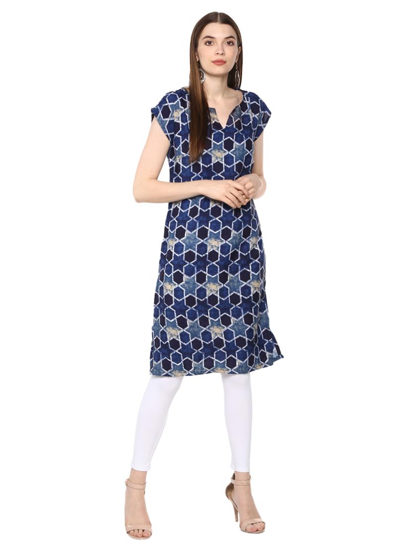 geometrical printed straight kurta - 16396599 - Zoom Image - 1