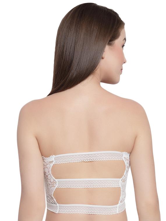 styled back lace inserted tube bra - 16396803 - Zoom Image - 2