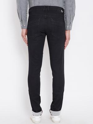 black solid side taped denim jeans - 16396825 - Standard Image - 3