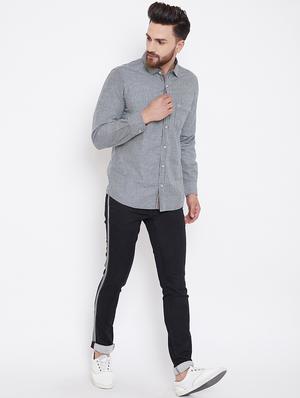 black solid side taped denim jeans - 16396825 - Standard Image - 4