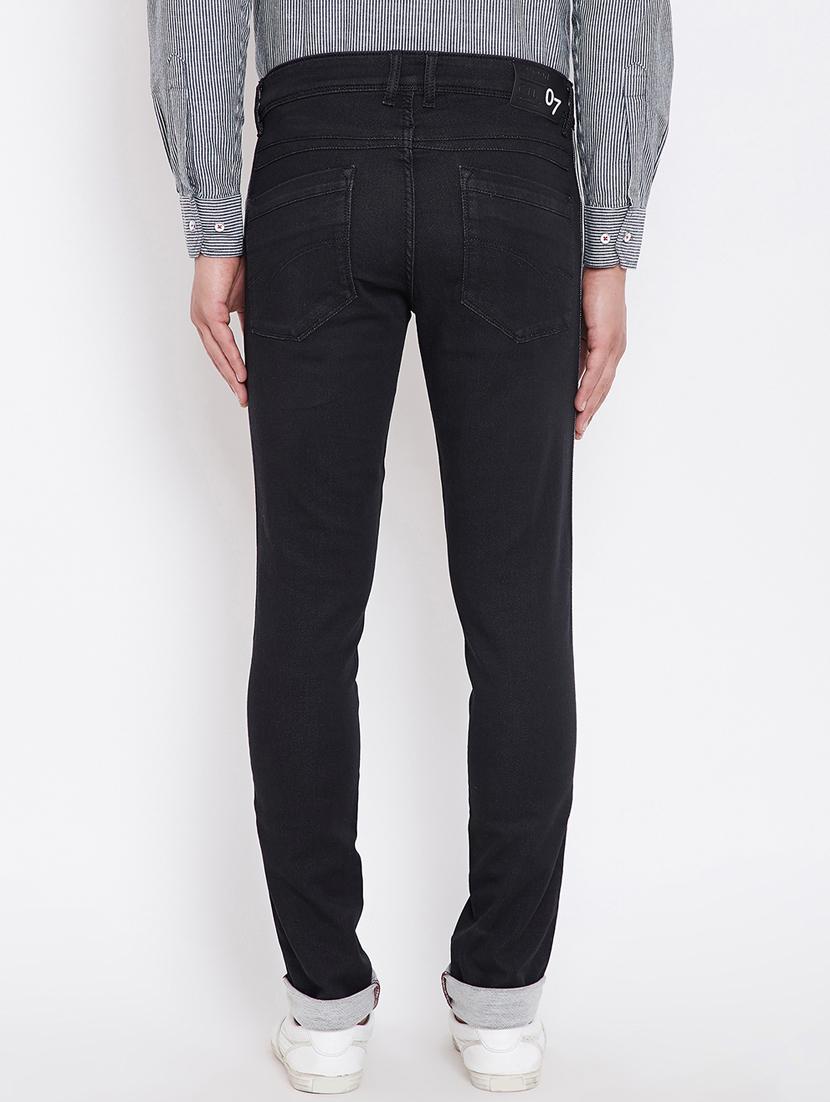 black solid side taped denim jeans - 16396825 - Zoom Image - 3