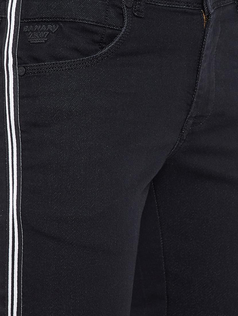 black solid side taped denim jeans - 16396825 - Zoom Image - 5