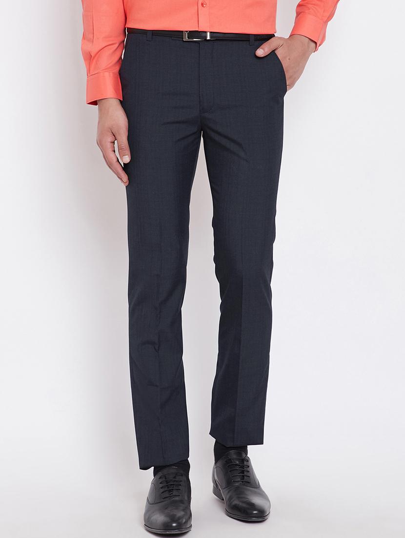 black solid flat front formal trousers - 16396842 - Zoom Image - 1
