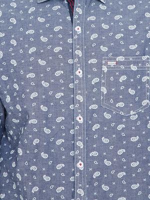 blue printed denim casual shirt - 16396844 - Standard Image - 5