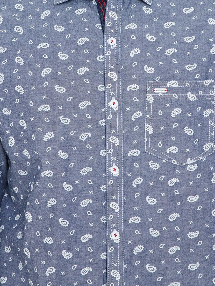 blue printed denim casual shirt - 16396844 - Zoom Image - 5