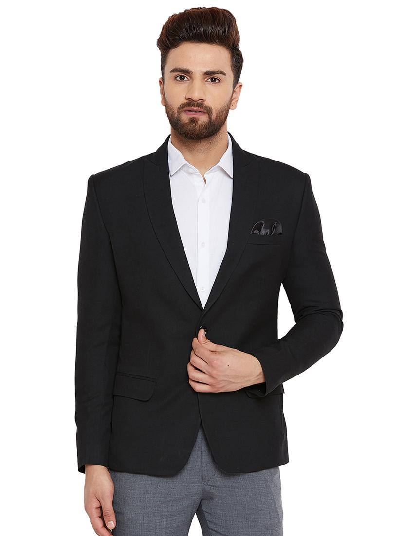 black solid single breasted formal blazer - 16396890 - Zoom Image - 1