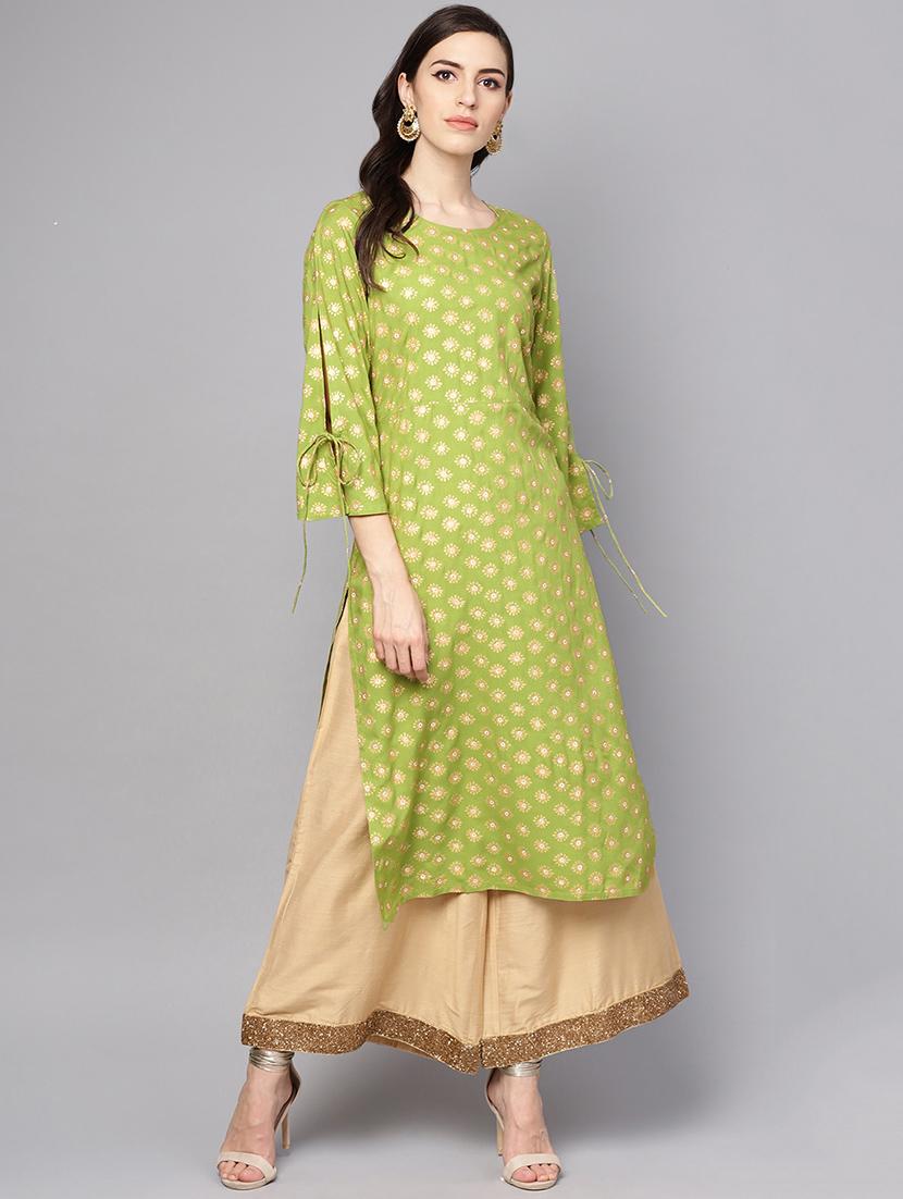 block print straight kurta - 16399456 - Zoom Image - 1