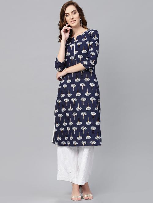 floral straight kurta - 16399467 - Standard Image - 1